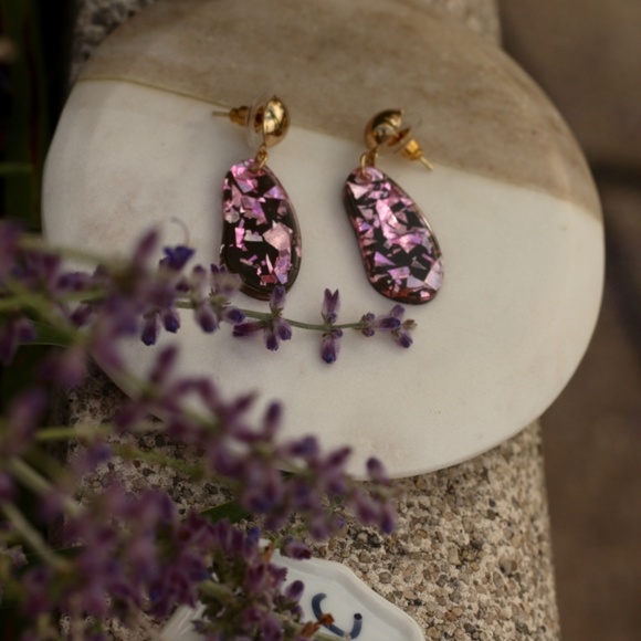 New pink Acrylic drop dangling resin Earrings - Picture 5 of 8